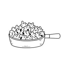 Popcorn bowl black and white clipart