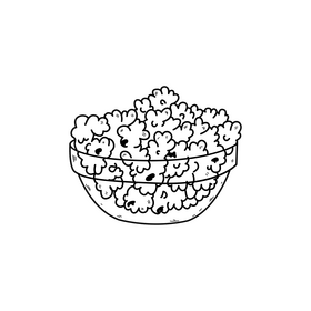 Sweet popcorn black and white clipart