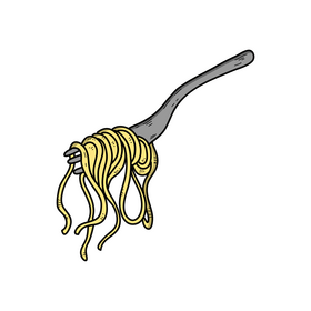 Spaghetti on folk drawing clipart