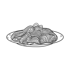 Spaghetti drawing black and white clipart