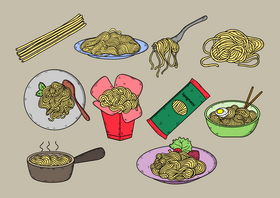 Spaghetti drawing set vector