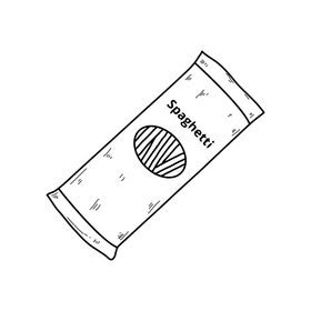 Spaghetti pasta packed black and white clipart