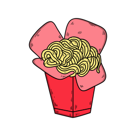 Spaghetti in box drawing clipart