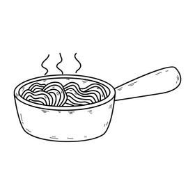 Italian spaghetti black and white clipart