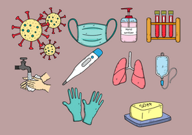 Coronavirus pandemic drawing set vector