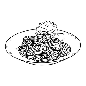 Pasta spaghetti black and white clipart