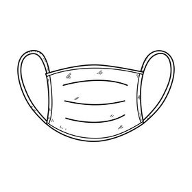 Face mask drawing black and white clipart