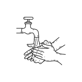 Hand washing cartoon drawing black and white clipart vector free download