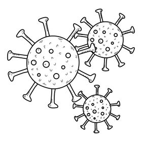 Coronavirus drawing black and white clipart
