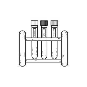 Coronavirus test tubes drawing black and white clipart