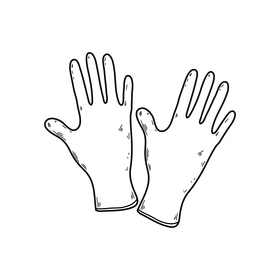 Medical gloves drawing black and white clipart
