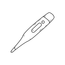 Medical thermometer drawing black and white clipart