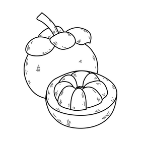 Mangosteen drawing black and white clipart