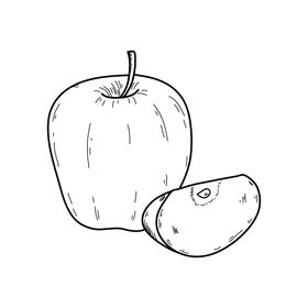 Apple drawing black and white clipart