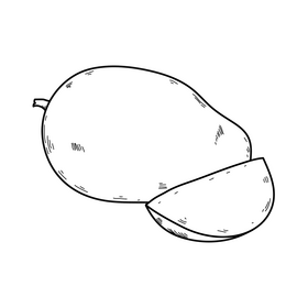 Ambarella fruit drawing black and white clipart