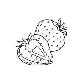 Strawberry drawing black and white clipart