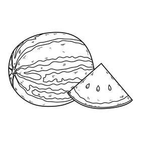 Watermelon drawing black and white clipart