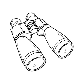 Military binoculars drawing black and white clipart