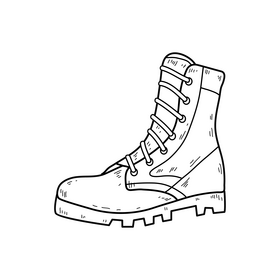 Army boots drawing black and white clipart