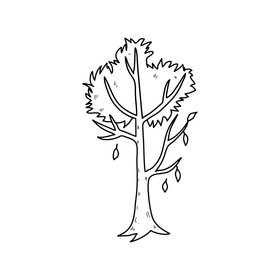 Fall tree drawing black and white clipart
