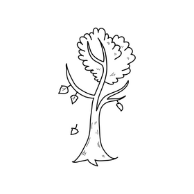 Yellow autumn tree black and white clipart