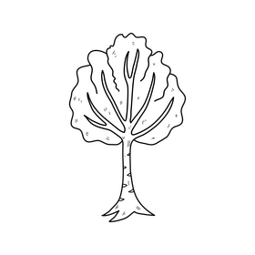 Cartoon autumn tree drawing black and white clipart