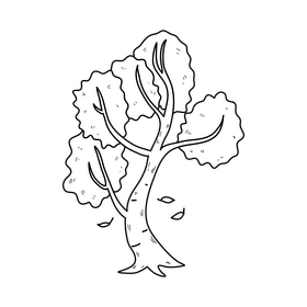 Transparent autumn tree black and white clipart