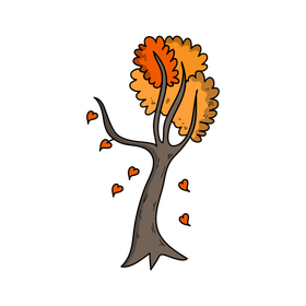 Autumn tree falling leaves drawing clipart