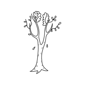 Tree with leaves black and white clipart free download