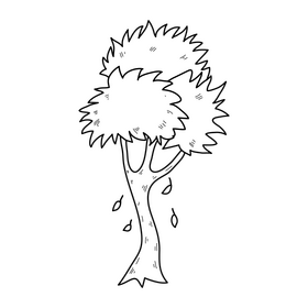 Autumn tree drawing black and white clipart