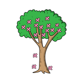Spring tree with flowers drawing clipart