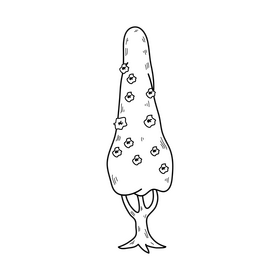 Cute spring tree drawing black and white clipart