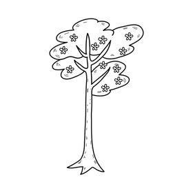Spring tree with flowers drawing black and white clipart vector free Spring tree with flowers drawing black and white clipart vector free