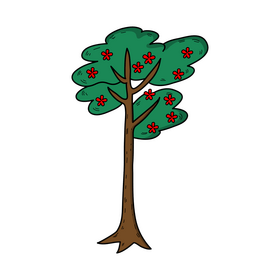 Tree with flowers drawing clipart