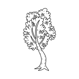 Spring tree drawing black and white clipart