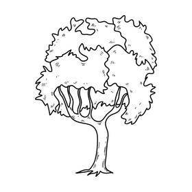 Green tree drawing black and white clipart free download