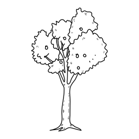 Transparent green tree drawing black and white clipart