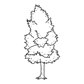 Summer tree drawing black and white clipart