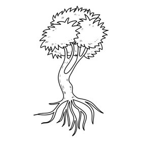 Tree roots drawing black and white clipart