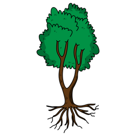 Tree with roots clipart