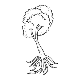 Green tree roots black and white clipart