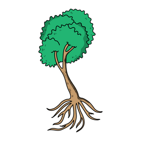 Green tree roots clipart