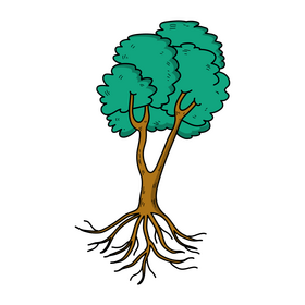 Tree with roots drawing clipart