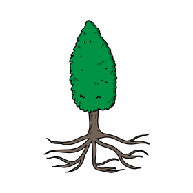 Small tree with roots drawing clipart