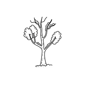 Winter tree drawing black and white clipart