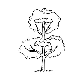 Tree with snow drawing black and white clipart