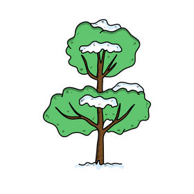 Tree with snow drawing clipart