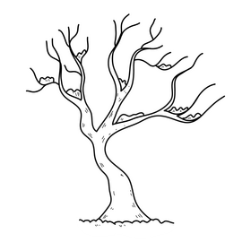 Cute winter tree with snow drawing black and white clipart vector free ...