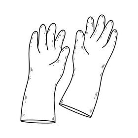 Rubber gloves drawing black and white clipart
