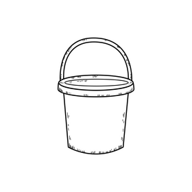 Purple bucket drawing black and white clipart